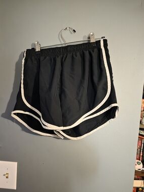 Classic Black Women's Athletic Shorts with White Trim